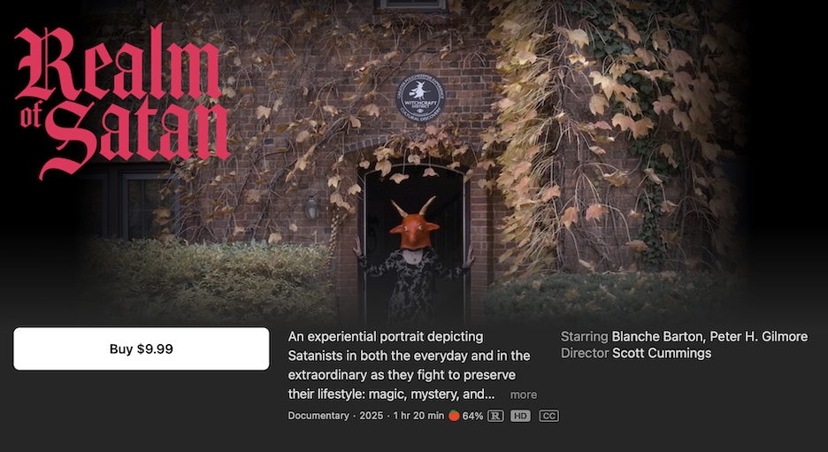 Scott Cummings' REALM OF SATAN streaming on AppleTv.