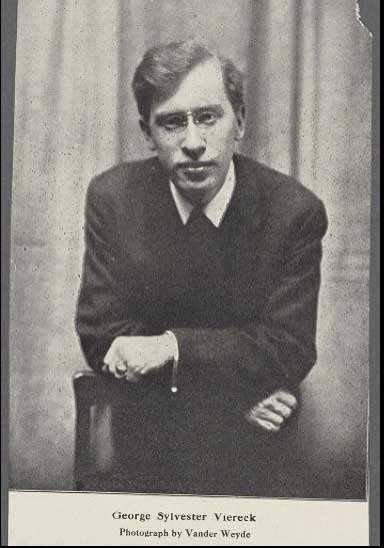 George Sylvester Viereck. Photograph by Vander Weyde. Source: https://digitalcollections.nypl.org/items/33cc6700-e1d1-0130-87f1-58d385a7bbd0